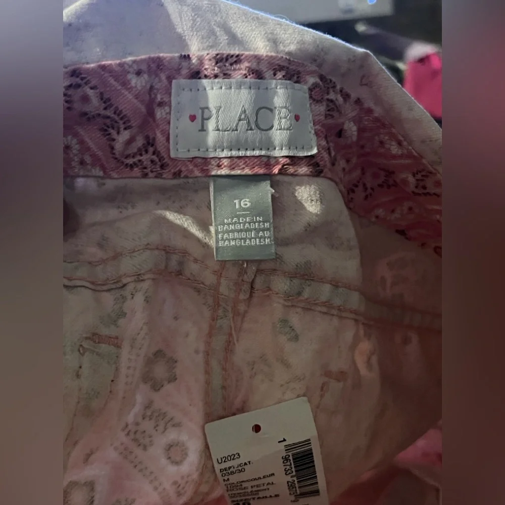 The Children's Place Girls Pink Bandana Twill Shortalls Size 16
